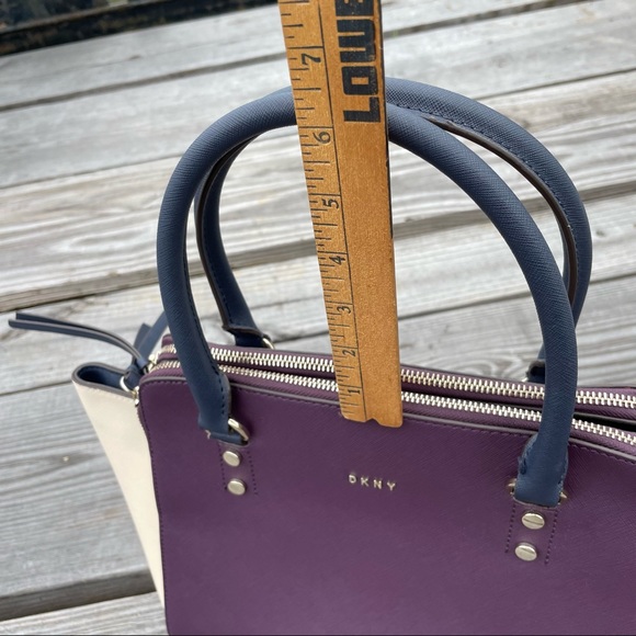 DKNY Colorblock Signature Saffiano Leather Satchel Crossbody Bag $298 Tricolor - Picture 9 of 16